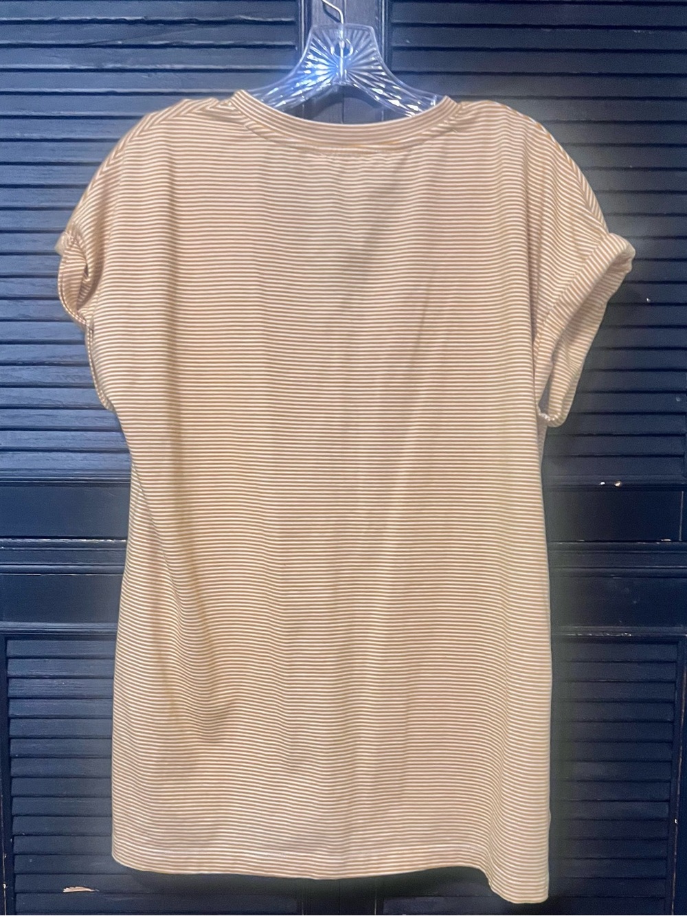 Ellison Yellow and White Striped V-Neck Short Sleeve Tee Sz L - Picture 2 of 7